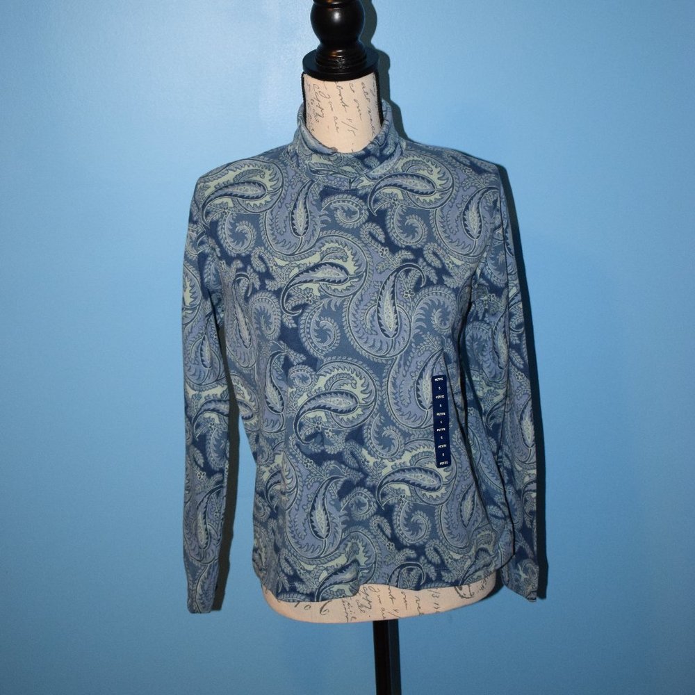 3/$21 Lands End Paisley print Turtleneck SP nwot